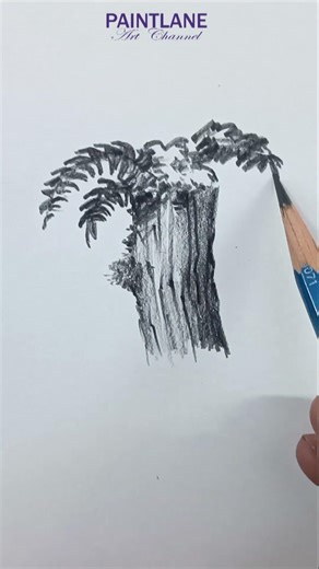 Pencil shading Tree and Small bushes on tree #shorts #art #pencilshading