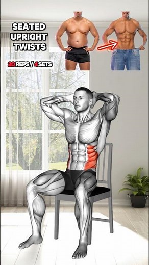 abs workout sitting on chair #burnbellyfatfast #nomorebellyfat #homeworkout