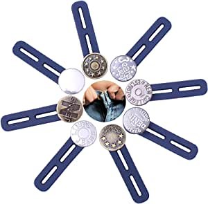 8 Pieces Button Waist Extender Elastic Two Holes Add 2 inches Stainless Steel Extender for Denim Jeans Trousers Pants Shirts Collars