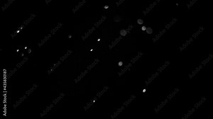 Fast Moving Dust Particles On Black Background. Shimmering Glittering Particles With Bokeh. Real Dust Particles Randomly Float In Air Space