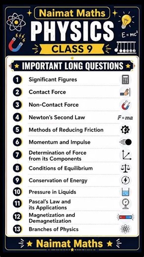 Class 9th Physics Most Important Long Questions Guess Paper Complete Book #class9physicsguess2026