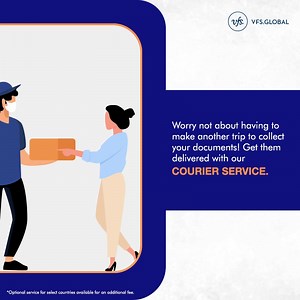 Allow us to deliver your documents back to you! With our optional Courier Service, you can have your documents delivered all the way back to your doorstep. Know more: http://bit.ly/3aazo84 | VFS Global