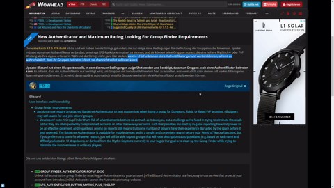 Gruppen listen in 9.1.5: Authenticator wird dafür Voraussetzung [World of Warcraft: Shadowlands]