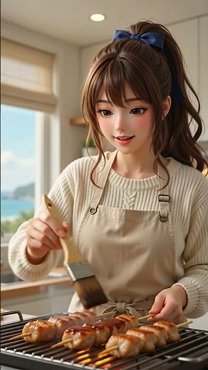 How to Make Grilled Chicken Satay at Home – Deliciously Savory! #asmrcooking #animecooking