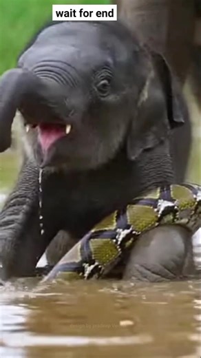 Baby Elephant Meets Python 😳 | Wildlife Moment #shorts