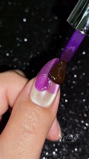 💜 Nude Cat Eye Shine With Jelly Purple Ombré French Design 💅 Your Lovely Spring Nail Choice 😻