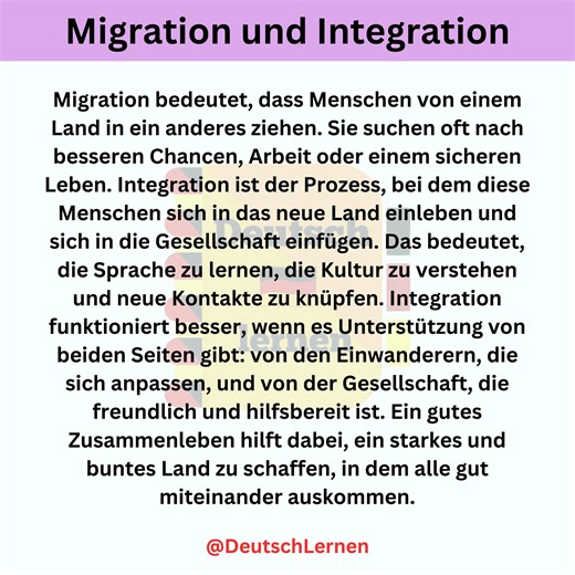Migration und Integration | Deutsch mit Videos - Online German learning | German Language Videos. . . . . #learngerman #DAF #german #germany #GoetheExam #onlinekurs #DaF #germanlanguage #learngermanonline #germanvideos #onlinekurs #online #Grammatik #lernen #sprachelernen #germantown #GermanEngineering | Deutsch lernen