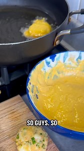 Maakouda another Moroccan 🇲🇦classic normally eaten on the streets squashed into a fresh baguette with some harissa yes please!! Carb on carb action! For the filling 450g leftover mashed potatoes, fridge cold 2tsp ground cumin 1/2 tsp ground turmeric 1 tsp paprika 1 tsp garlic powder or 2 cloves finely crushed garlic 1tbsp parsley Salt to taste For the batter & to fry 150g self-raising flour 1/2 tsp paprika 1/2 tsp ground turmeric Salt to taste 1 litre vegetable oil To serve 4 small small bague