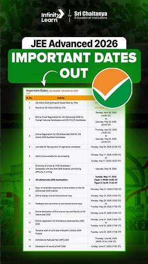 🚨URGENT Update | JEE Advanced 2026 Exam Date OUT! | | jee 2026 Students MUST Watch #jeeupdate #iit