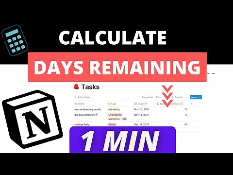 Calculate Number of Days Remaining from Due Date in Notion