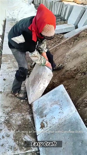 Process of Lining an Irrigation Canal with Concrete Slabs