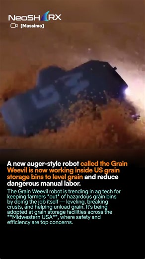 Grain bin robot developed by Nebraska agtech startup Grain Weevil — is actively #drone #robotics