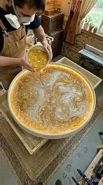 Satisfying Gold & White Epoxy Table Build! #Shorts #Woodworking