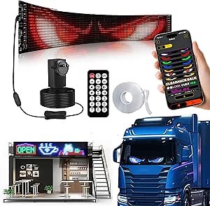 Devil Eyes for Truck Windshield,52"x7" Car Windshield Eyes Animated Led pro,Programmable Dynamic Car Devil's Eyes with APP/Remote Control,Extra-Large Programmable LED Sign for Car and Truck