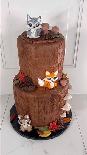 Fox, deer and raccoon Cake 🦊🦌🍁