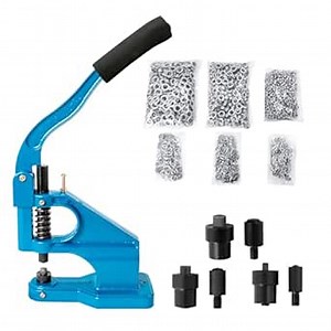 Grommet Tool Kit, Heavy Duty Eyelet & Rivet Press with 3 Dies and 1500 Pcs Grommets, Hand Press Grommet Machine for Fabric, Leather
