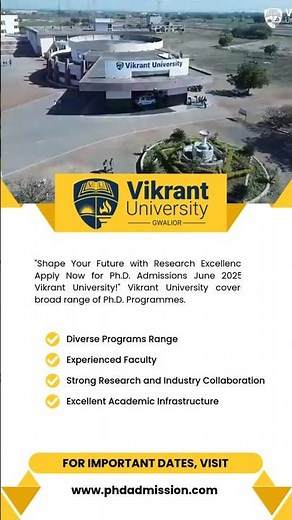 Vikrant University Ph.D. Admissions 2025 – Don’t Miss Out