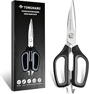 Kitchen Scissors, Super Heavy Duty Kitchen Cooking Scissors with 3.0mm thickness, All Purpose 9.5-inch Shears, Dishwasher Safe, Serrated Blades, Poultry Scissor, Bottle Opener function (1 Pack)