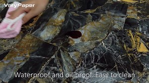 VaryPaper 32"x118" Black and Gold Marble Contact Paper Peel and Stick Countertops Waterproof Marble Wallpaper Self Adhesive Removable Counter Contact Paper for Kitchen Cabinets Drawers Desk Bathroom