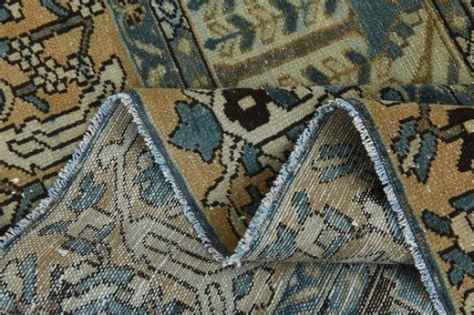 Abstract Yellow Large Vintage Blue Rug, 8.9x11.1 Ft, Modern Oversized Bohemian Wool Rug - Etsy