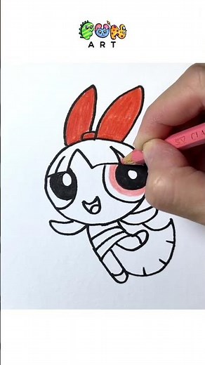 How To Draw BLOSSOM | POWERPUFF GIRLS | VERY EASY~!#howtodraw #powerpuffgirls #blossom #drawing #ART