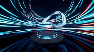 Mobius belt with spin lines effect background, 3d rendering.