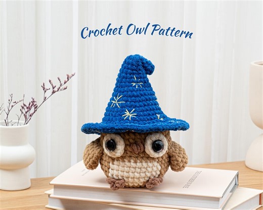 Crochet Owl Pattern Amigurumi Bird Pattern Low Sew Easy Crochet Plushie Wizard Owl With Hat Stuffed Animal Toy Snuggle Owl PDF English - Etsy