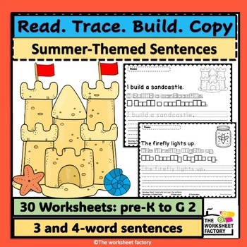 Summer Trace Build Copy Sentences |Kindergarten Writing Worksheets|Fine Motor OT