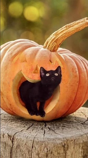 Halloween Kitty in Jack-O’-Lantern 🎃🐱 Too Cute!