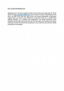 Car Locksmith Melbourne - SlideServe