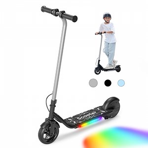 iScooter Electric Scooter for Teens Kids 6-10, 150W Kids Escooter with Pedal Breathing Light & 6 / 10MPH for Boys Girls Silver