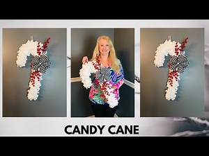 Simple Loopy Yarn Candy Cane Christmas Wreath DIY