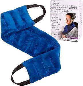 Neck Heating Pad Microwavable with Handles for Pain Relief, Microwave Heating Pad for Neck & Shoulders, Neck Pain, Joints & Muscle Aches, a Warmer Heated Neck Wrap, Reusable Moist Heat Rice Bag Blue