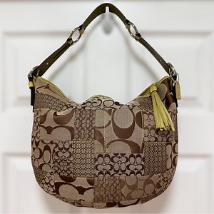 Coach Vintage Patchwork Hobo in Signature Khaki and Authentic Snakeskin