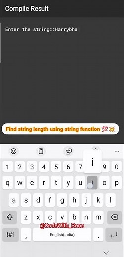 Find string length using string function in c programming 💯✅️💥#coding #youtubeshorts #clanguage