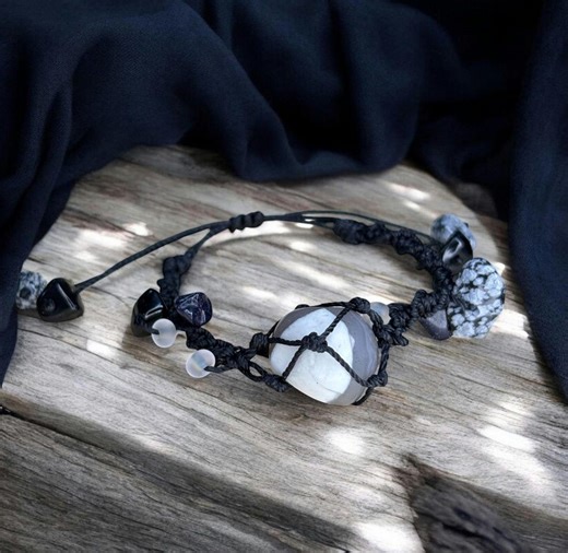 Healing Crystal Bracelet – Amethyst Bracelet – Handmade White Cord, Fire & Earth Energy - Witch Crafts - Gift for Friend - Etsy