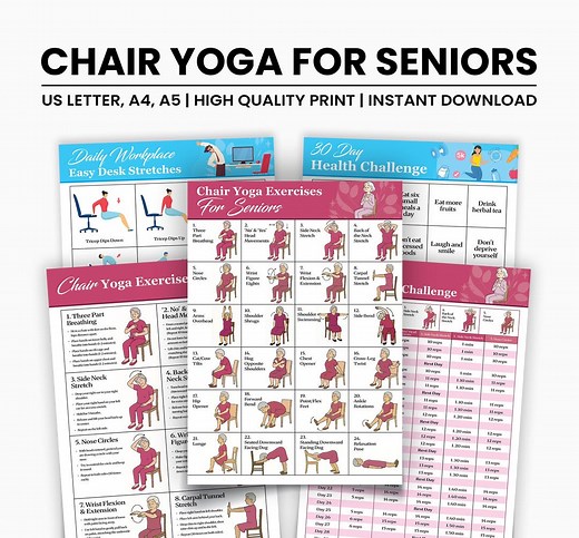 30 Day Chair Yoga Challenge for Seniors | Printable Chair Workout Guide PDF | Senior Home Exercise Plan - Etsy UK