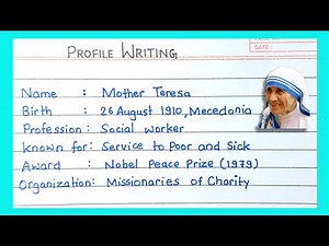 Profile writing of Mother teresa SSLC | TIPS for profile writing