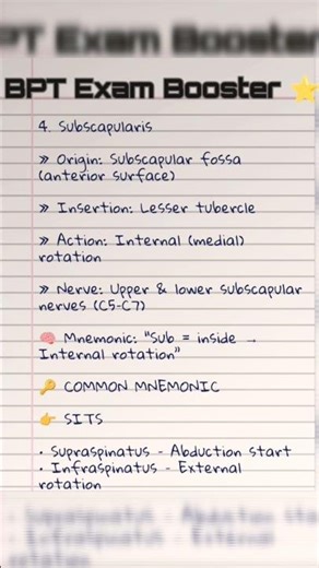 Rotator Cuff Muscles 🔥 | BPT Exam Favourite #shorts #bptexam #viralshorts