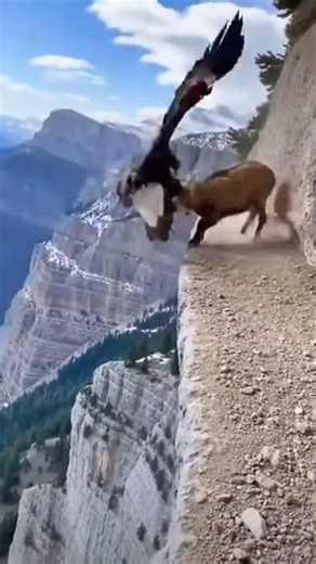 Eagle Snatches Goat Off a Cliff Ledge 😱