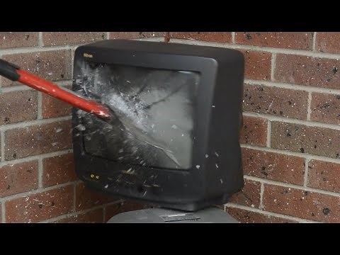 Smashing a Samsung TV-348 CRT Television