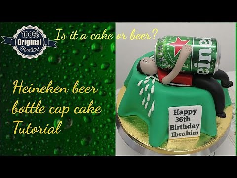 How to make Heineken Beer bottle cap Cake |tutorial