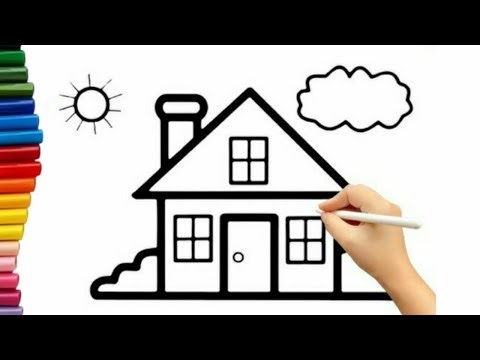 Very Easy House Drawing Coloring