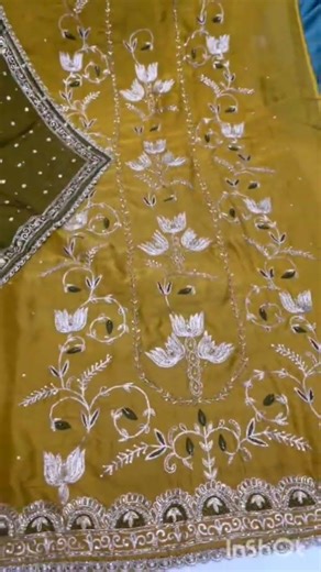 Pure satin crape top pure crape bottom organza duppta 7000₹ totaly hand worked. order no. 8168006387