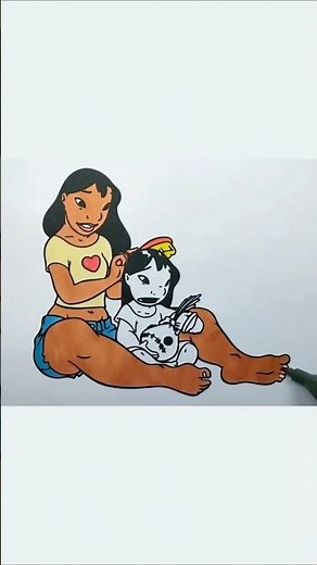 COLORING Lilo and Nani from Lilo & Stitch in Reverse | Fun Art For Kids