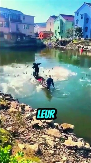 Spectacular net fishing – an explosion of aquatic life in action!