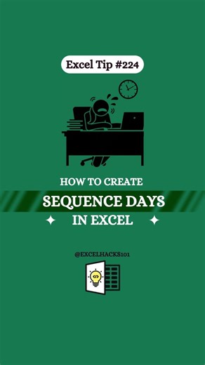 Excelhacks101 | Daily Excel Tips on Instagram: "Sequence Days in Excel‼️ Save for later so you don't forget ✨ #excel #data #tutorial #exceltips #productivity"