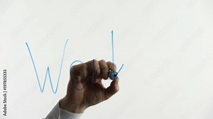 Work word with three exclamation marks written on glass, employment opportunity