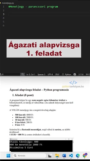 Ágazati alapvizsga Python 1. feladat #python #ágazati #feladat #typ