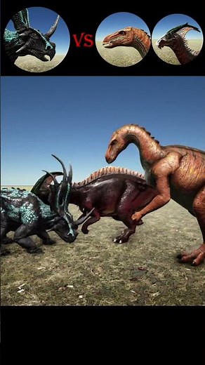 Styracosaurus VS Iguanodon & Parasaur | Ark Survival Evolved #ark #dinosaurbattle #shorts